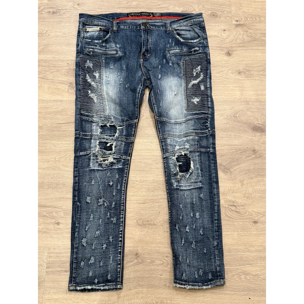 Heritage America Denim Distillery 1776 distressed jeans Men’s 42x34 Blue